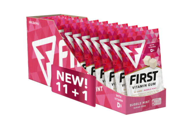 Hovedbilde FIRST Vitamin Gum - BUBBLE MINT - Vitamin D3